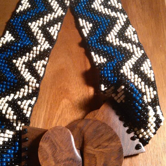 Southwestern Handcrafted Seed Beaded Belt With Wooden Buckle main image 7